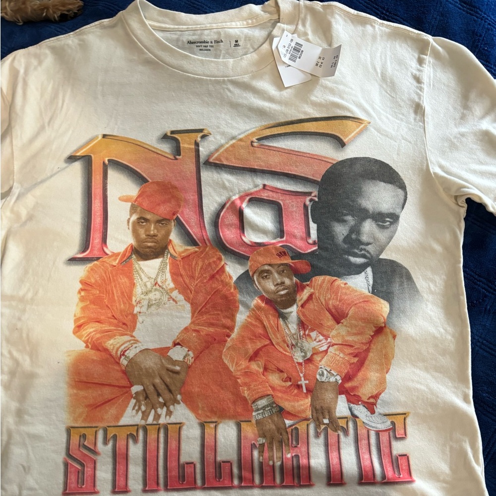 NWT Men’s/teen size M Nas Stillmatic oversized Abercrombie soft tee #rapper